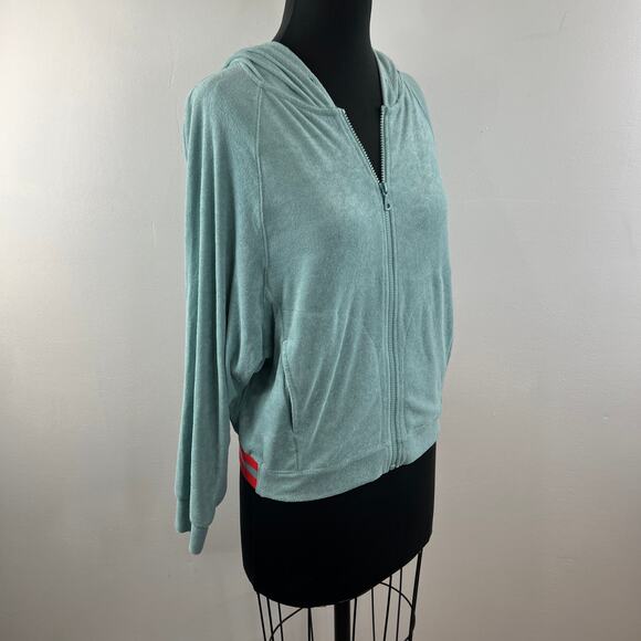 UNIQLO Tomas Maier Green Orange Hoodie Stripe Stretch Pocket Full Zip Sz Large L - Picture 4 of 9